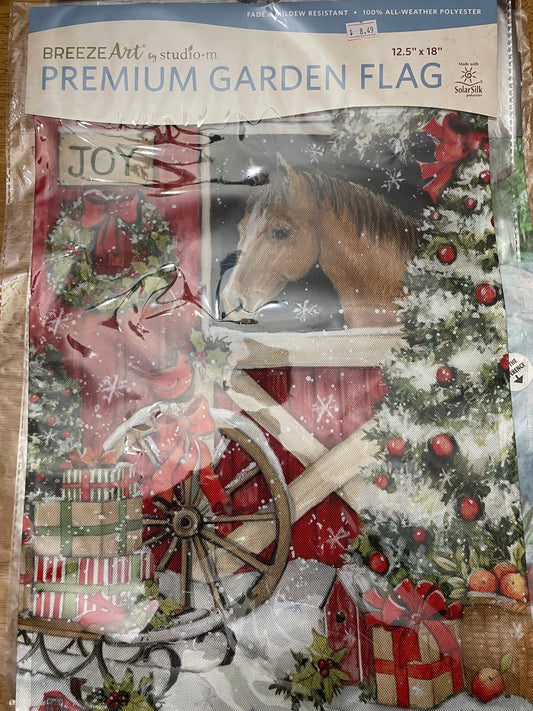 Christmas Horse Garden Flag