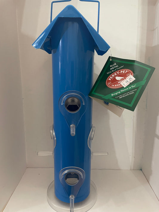Blue Metal Tube Feeder